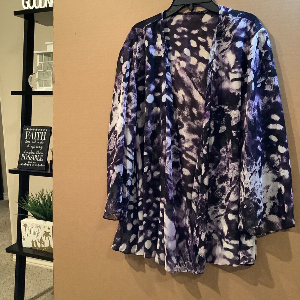 Alex Evening 2 Piece Leopard  Purple, Blk & White blouse w/Jacket - Picture 2 of 5